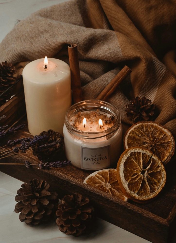 Wooden candle tray
